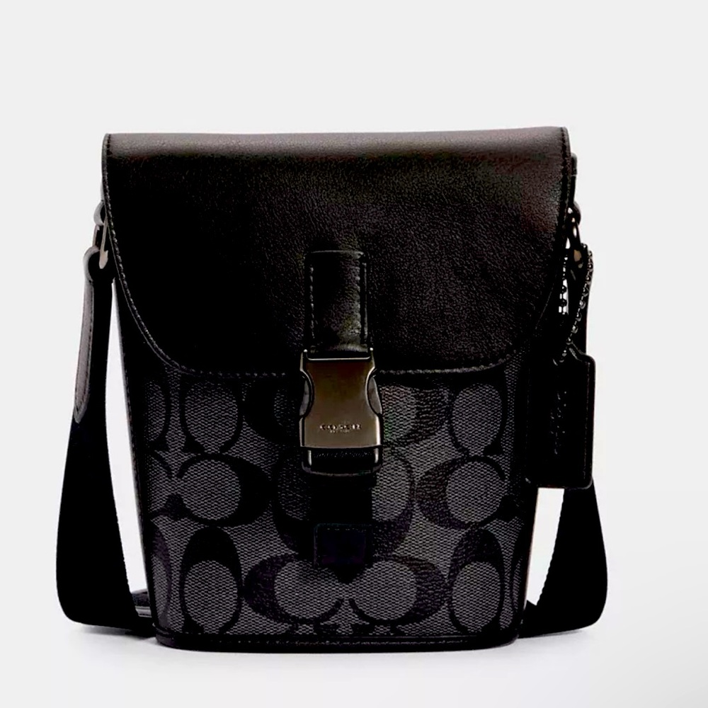 Coach Track Small Flap Crossbody In Signature Canvas (unisex)